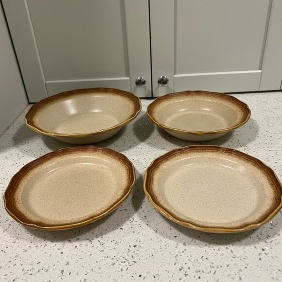 Other - MIKASA “Whole Wheat” 4 piece Dining Set in Cream and Brown LIKE NEW